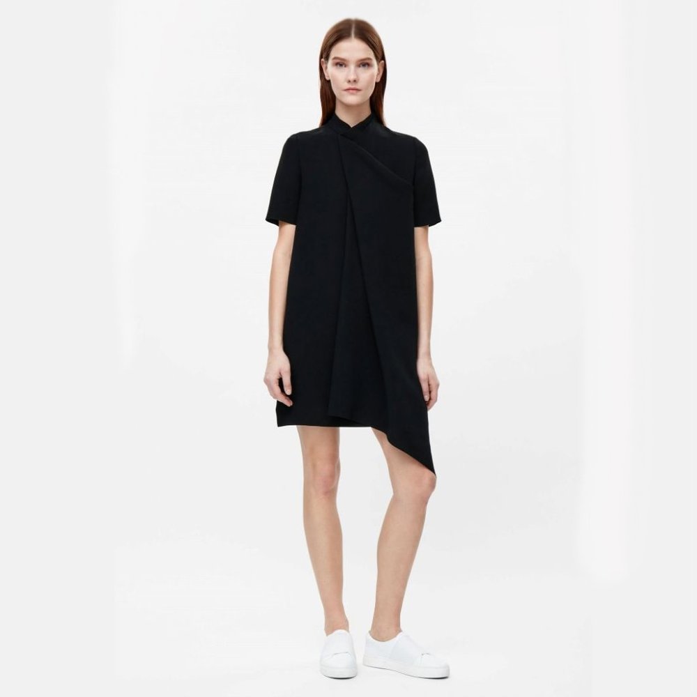 COS Asymmetrical Draped Short Sleeve Layer Dress